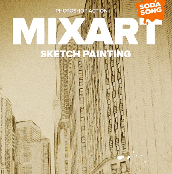 Vintage MixArt Sketch Painting Photoshop Action