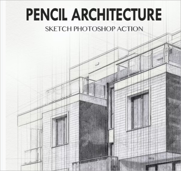 Vintage Pencil Architecture Sketch Photoshop Action