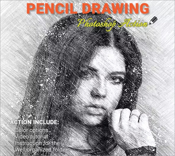 Pencil Drawing ABR, Photoshop Actions