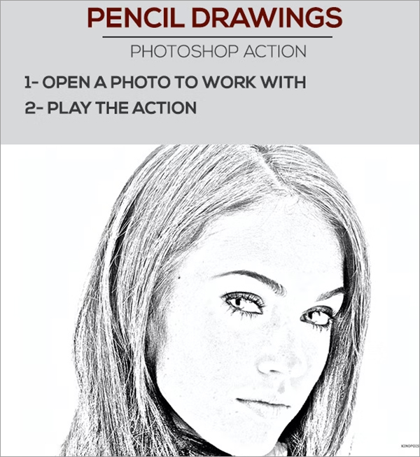 Pencil Drawing Photoshop, ATN Actions