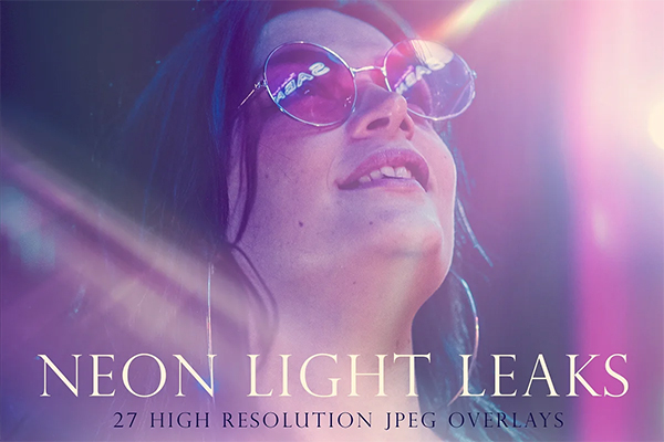 Neon light leak overlays