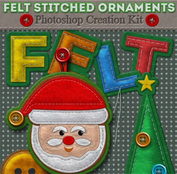 Felt Stitched Ornaments Photoshop Creation Kit