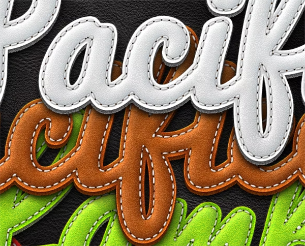 Photoshop Stitched velvet Letters Action