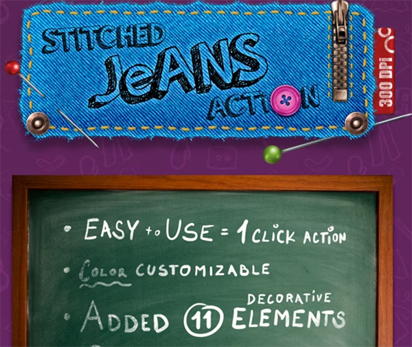 Photoshop Stitched Jeans Action