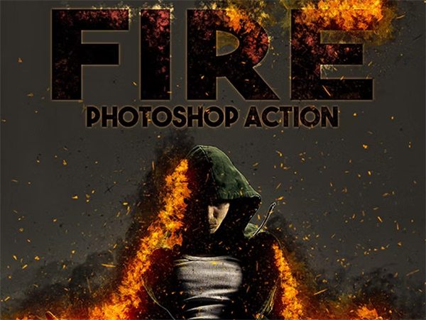 Fire Photoshop Action Template
