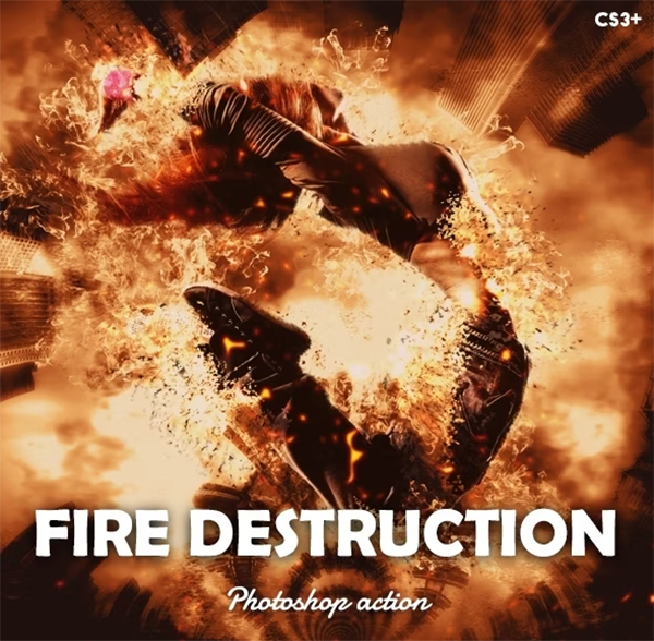 Fire Destruction Photoshop Action