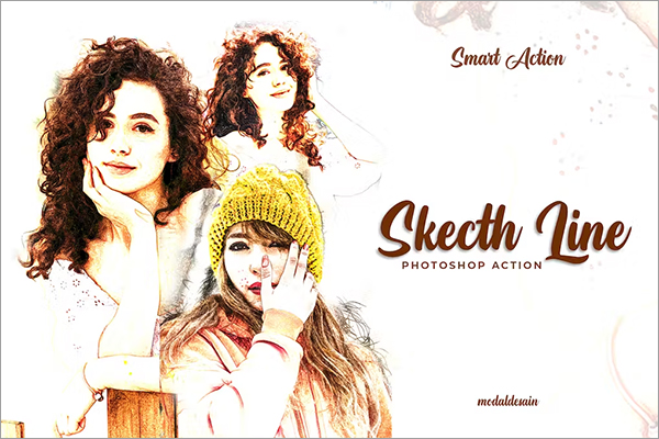 Skecth Line Action Photoshop
