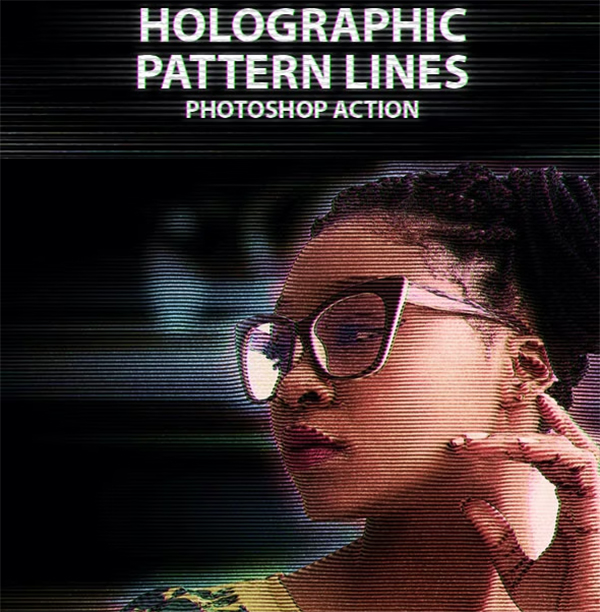 Holographic Pattern Lines Photoshop Action