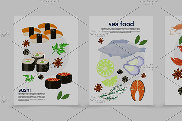 Flat Sea Food Poster and Flyer Template