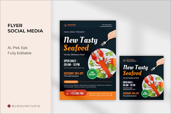 Seafood Restaurant Flyer Template