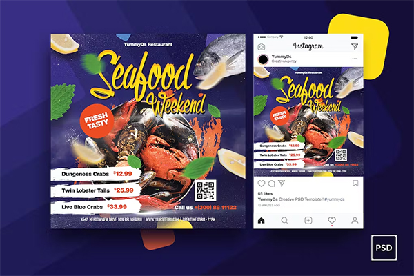 Sea Food Square Flyer & Instagram Poster