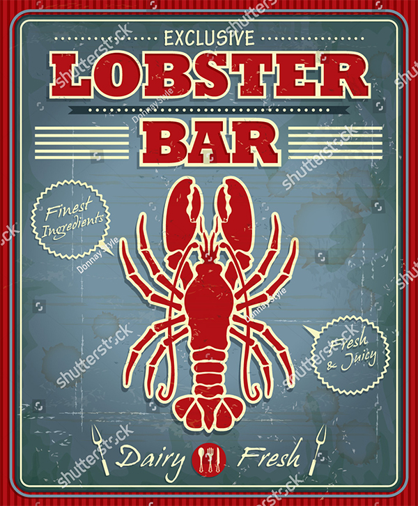 Vintage Lobster Bar Poster & Flyer Design