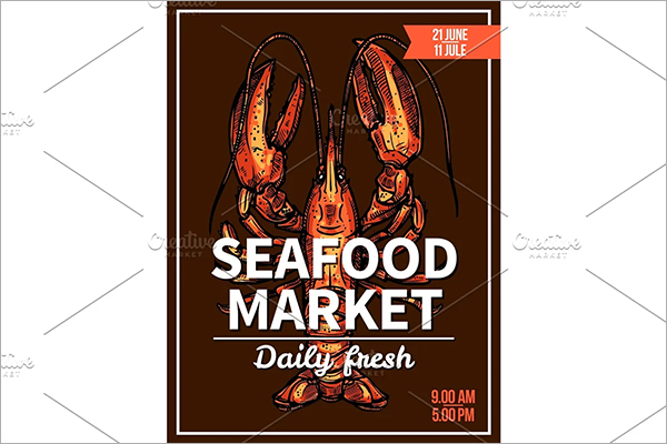Lobster Crawfish Sketch Flyer & Poster Template