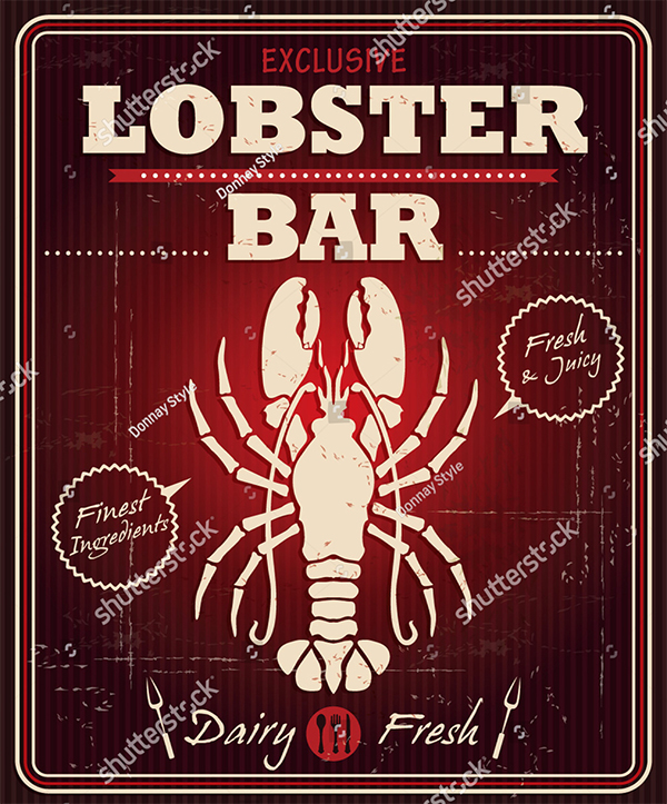 Lobster Bar Vintage Poster and Flyer Design