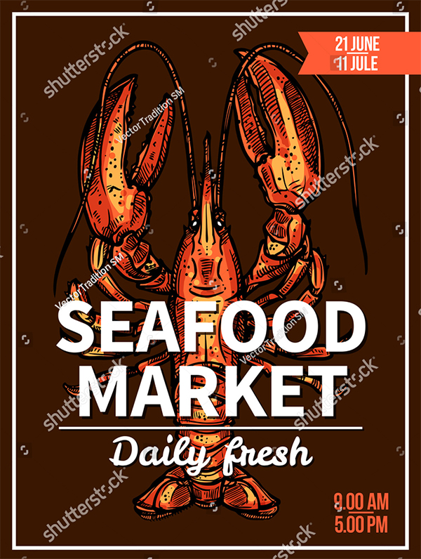 Lobster Sketch Poster and Flyer Template