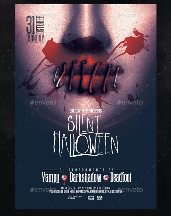 Silent Halloween Party Flyer Template