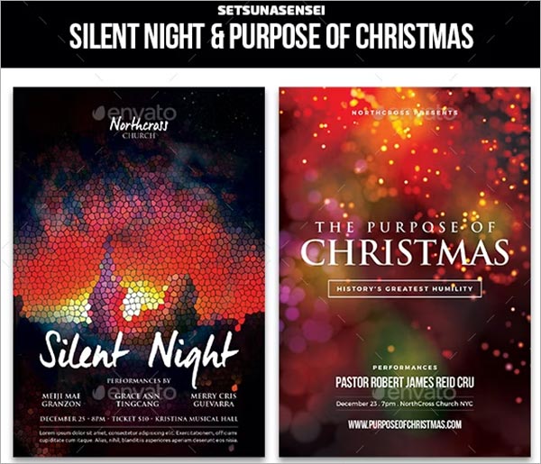 Silent Night & Christmas Church Flyers