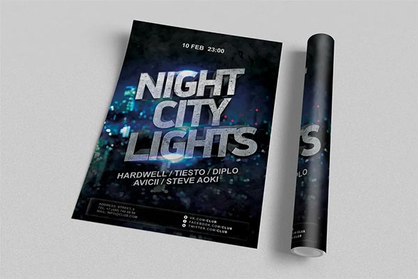 Silent Night City Lights Flyer Template