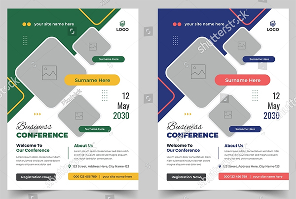 Business Conference Event Vector Flyer Template
