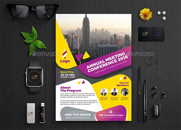 Event Summit Conference Flyer Vector Template