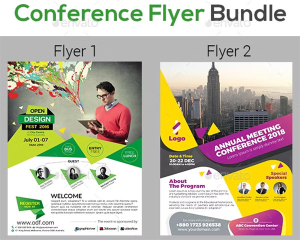 Event Summit Conference Flyer InDesign, Illustrator Bundle