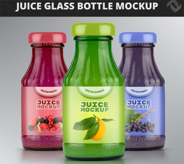 Juice Glass Bottle Mockup Template
