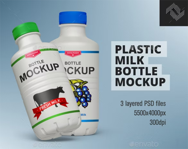 Plastic Milk Yogurt Bottle Mockup Plastic Milk Yogurt Bottle Mockup