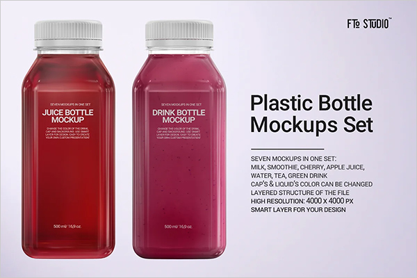 Plastic Bottle PSD Mockups Set Plastic Bottle PSD Mockups Set