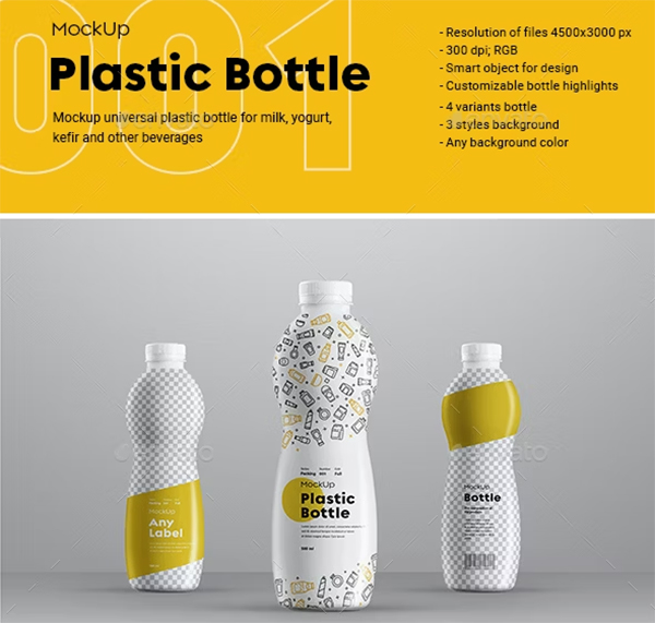 Plastic Curved Bottle Series Mockup Plastic Curved Bottle Series Mockup