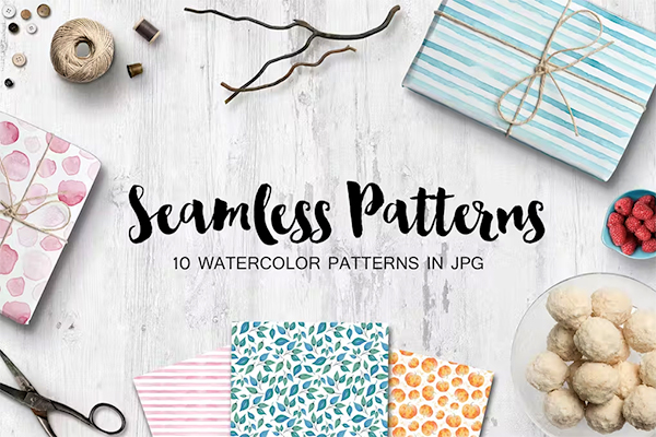 Watercolor Seamless Patterns Set