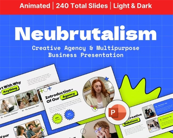 Neubrutalism Creative Agency Profile PowerPoint