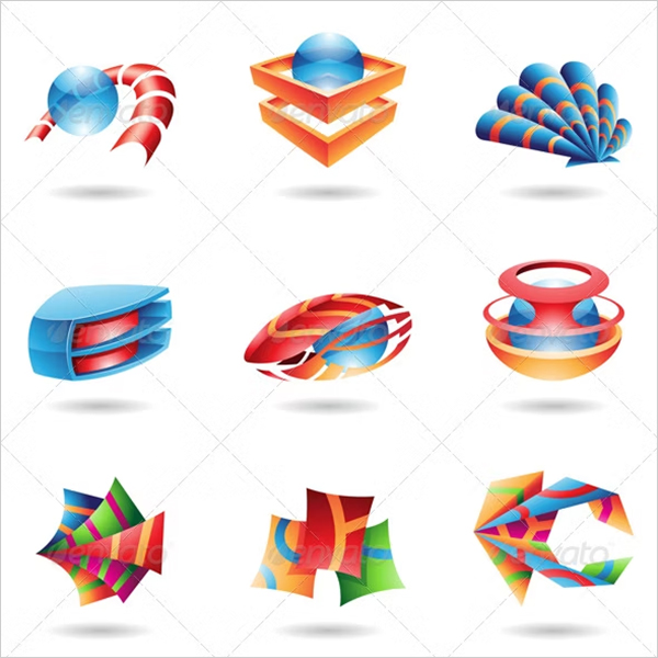 3D Colourful Abstract Icons Template