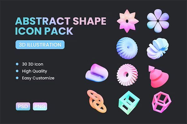 Abstract Shapes 3D Icon Pack