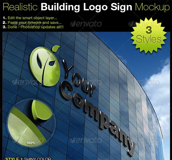 Realistic Building Logo Sign Mock-Up