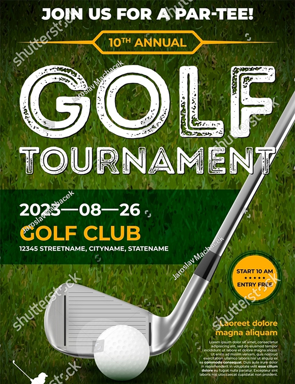 Golf Tournament Vector Flyer Template
