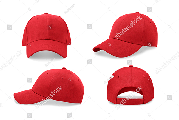 Red Baseball Cap Mockup Template