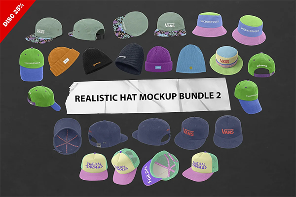 Realistic Hat Mockup Bundle