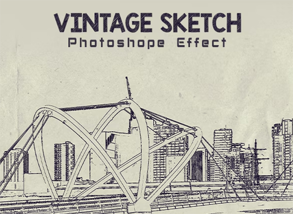 Vintage Sketch Photoshop Effect Mockup