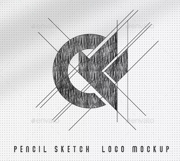 Pencil Sketch Photoshop Logo Mockup