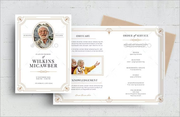 Funeral Program with Deco Border Template