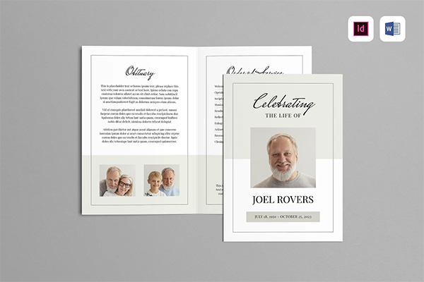 Funeral Program MS Word & Indesign Template