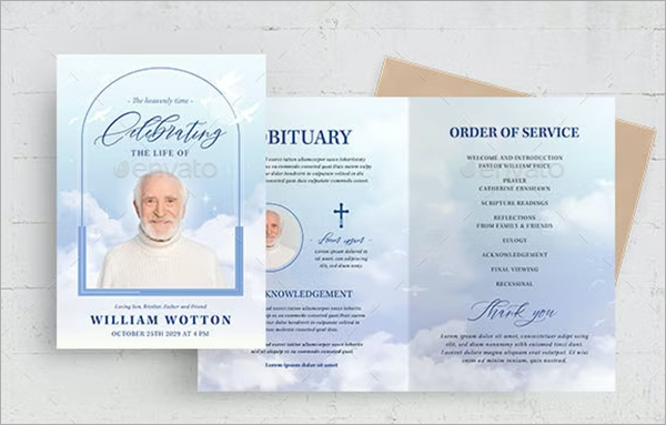 Heavenly Funeral Memorial Card Template