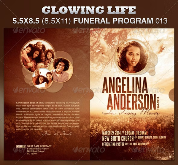 Glowing Life Funeral Program Template