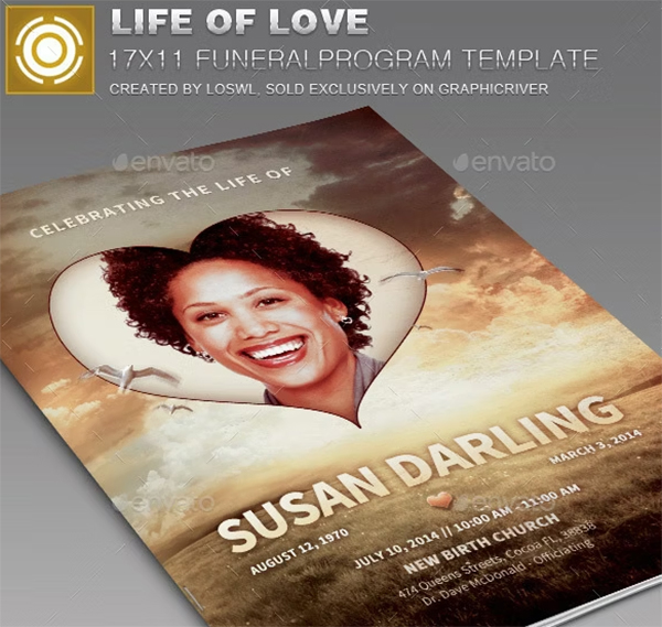 Life of Love Funeral Program Template