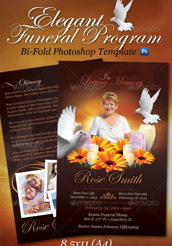Funeral Program Brochure PSD Template