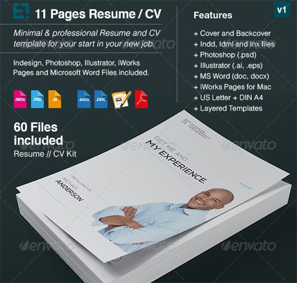 Professional Resume PSD, Vector EPS Template