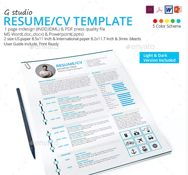 Resume CV InDesign INDD Templates