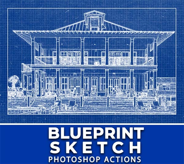 Blueprint Sketch Photoshop Action