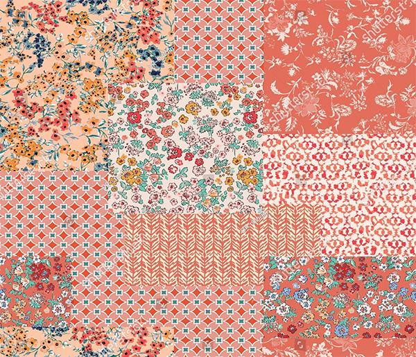 Patchwork Floral Vector Pattern Template