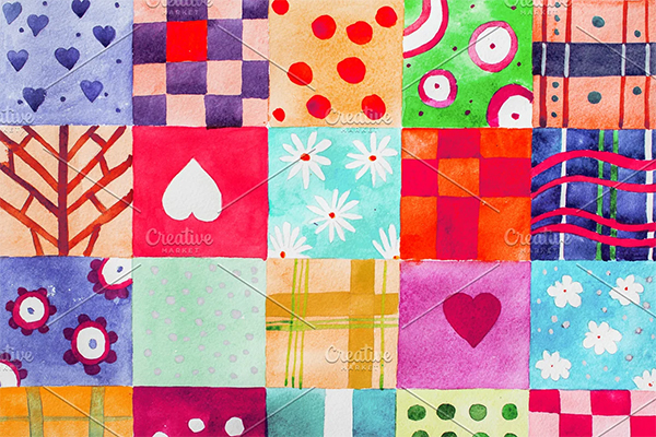 Patchwork pattern Set of colorful prints patterns